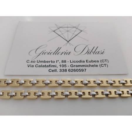 COLLANA ORO 18 KT 750% Giallo Bianco COLLIER Maglia CATENA Girocollo Uomo Donna
