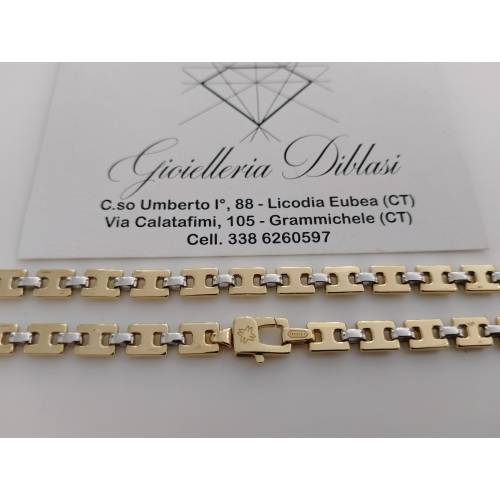 COLLANA ORO 18 KT 750% Giallo Bianco...
