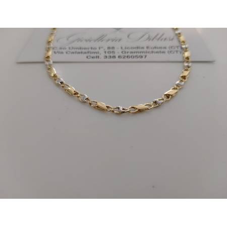 COLLANA ORO 18 KT 750% Giallo Bianco COLLIER Maglia CATENA Girocollo Uomo Donna