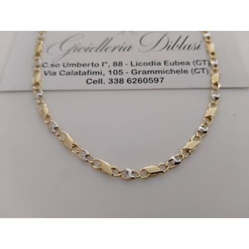 COLLANA ORO 18 KT 750% Giallo Bianco...