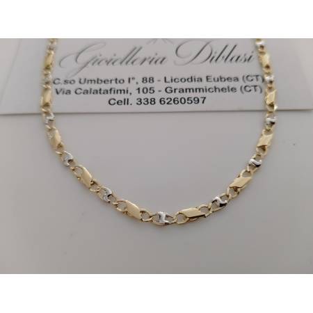 COLLANA ORO 18 KT 750% Giallo Bianco COLLIER Maglia CATENA Girocollo Uomo Donna