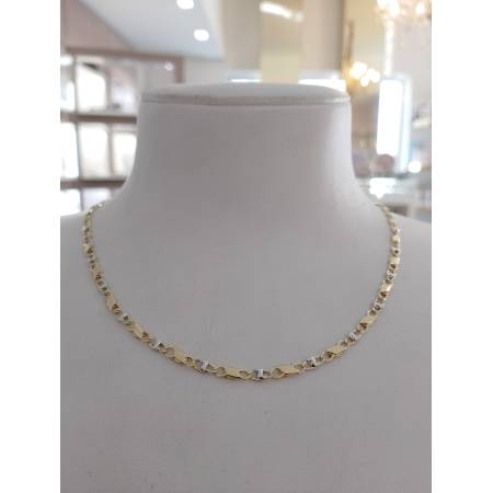 COLLANA ORO 18 KT 750% Giallo Bianco COLLIER Maglia CATENA Girocollo Uomo Donna