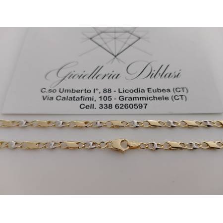 COLLANA ORO 18 KT 750% Giallo Bianco COLLIER Maglia CATENA Girocollo Uomo Donna