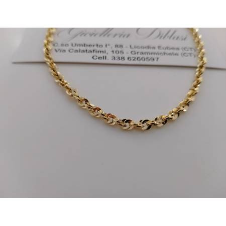 COLLANA Lunga Donna ORO GIALLO 18 Karati 750% Maglia Modello FUNE BRILLANTINATA