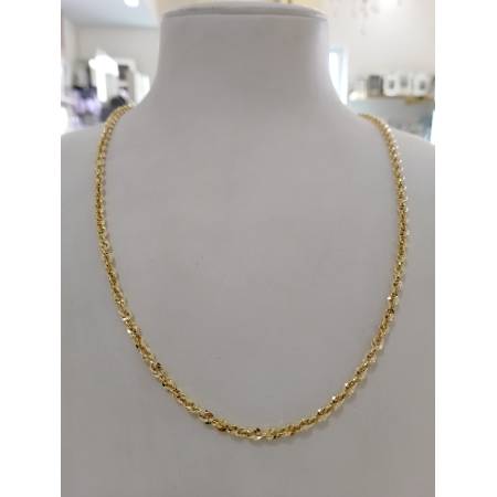 COLLANA Lunga Donna ORO GIALLO 18 Karati 750% Maglia Modello FUNE BRILLANTINATA