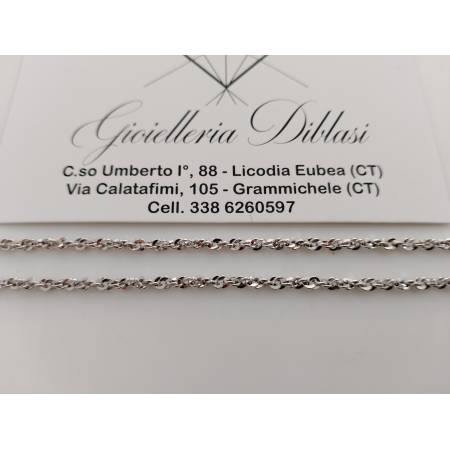 COLLANA Donna ORO BIANCO 18 KARATI 750% Modello Maglia Catena FUNE BRILLANTINATA
