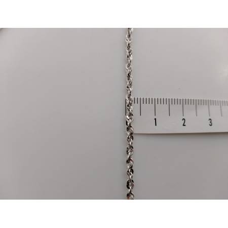 COLLANA Donna ORO BIANCO 18 KARATI 750% Modello Maglia Catena FUNE BRILLANTINATA