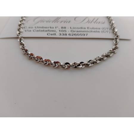 COLLANA Donna ORO BIANCO 18 KARATI 750% Modello Maglia Catena FUNE BRILLANTINATA