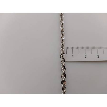 COLLANA Donna ORO BIANCO 18 KARATI 750% Modello Maglia Catena FUNE BRILLANTINATA