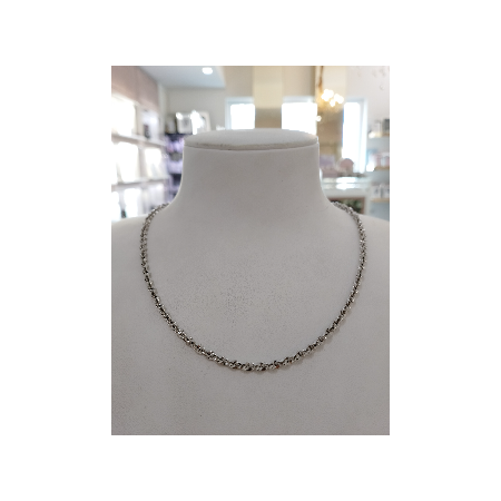 COLLANA Donna ORO BIANCO 18 KARATI 750% Modello Maglia Catena FUNE BRILLANTINATA