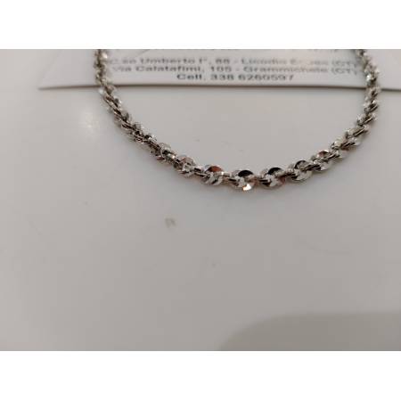 COLLANA Donna ORO BIANCO 18 KARATI 750% Modello Maglia Catena FUNE BRILLANTINATA