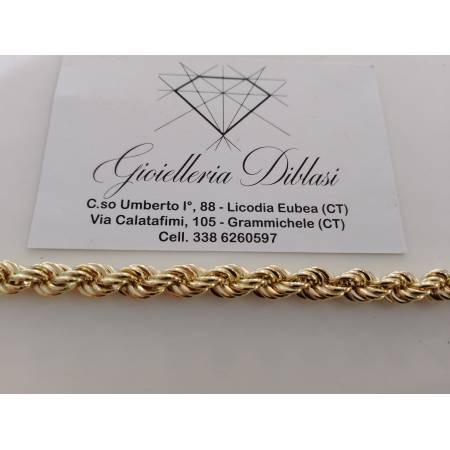 BRACCIALE Donna ORO GIALLO 18 Karati 750% Maglia CATENA CORDA FUNE Intrecciata
