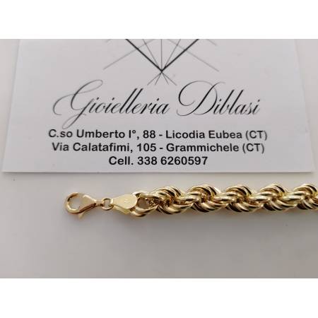 BRACCIALE Donna ORO GIALLO 18 Karati 750% Maglia CATENA CORDA FUNE Intrecciata