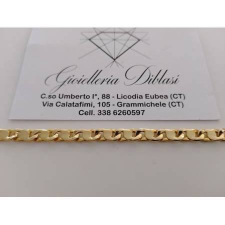 BRACCIALE Uomo Donna ORO GIALLO 18 Karati 750/1000 Maglia CATENA Piatta Lucida