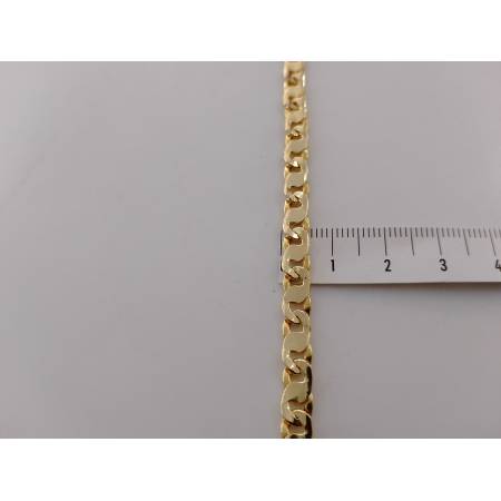 BRACCIALE Uomo Donna ORO GIALLO 18 Karati 750/1000 Maglia CATENA Piatta Lucida