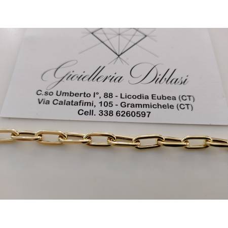 BRACCIALE Donna CATENA Maglia Larga Aperta Lucida ORO GIALLO 18 Karati 750/1000