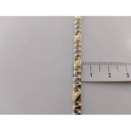 BRACCIALE ORO Maglia Bicolore GIALLO BIANCO 18 Karati 750/1000 Uomo Donna Unisex