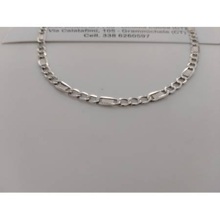 COLLANA ORO BIANCO 18 Karati 750% Uomo Donna Maglia Catena Con Piastrine Collier