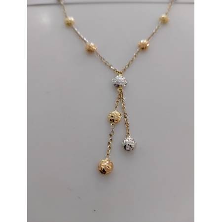 COLLANA Donna ORO GIALLO BIANCO ROSSO 18 Karati 750% CON PENDENTI Diamantati