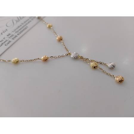 COLLANA Donna ORO GIALLO BIANCO ROSSO 18 Karati 750% CON PENDENTI Diamantati