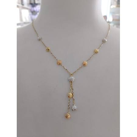 COLLANA Donna ORO GIALLO BIANCO ROSSO 18 Karati 750% CON PENDENTI Diamantati