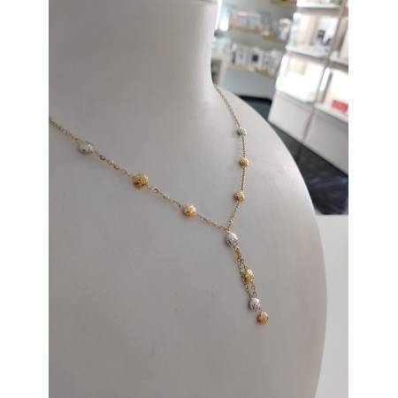 COLLANA Donna ORO GIALLO BIANCO ROSSO 18 Karati 750% CON PENDENTI Diamantati