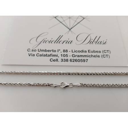 COLLANA In ORO BIANCO Uomo Donna Unisex 18 Karati 750%/1000 Maglia Catena SPIGA