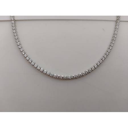 COLLANA Donna ORO BIANCO 18 Karati 750/1000 TENNIS Con Zaffiri Bianchi Girocollo