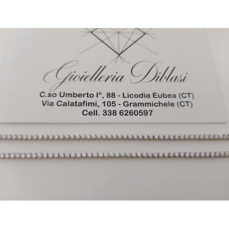 COLLANA Donna ORO BIANCO 18 Karati 750/1000 TENNIS Con Zaffiri Bianchi Girocollo