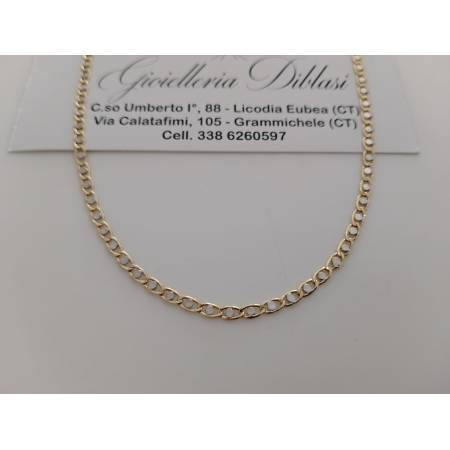 COLLANA Collier CATENA Girocollo ORO 18 KT 750% GIALLO BIANCO Maglia Uomo Donna
