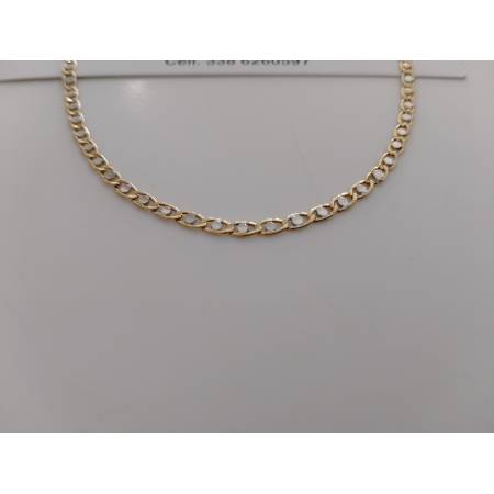 COLLANA Collier CATENA Girocollo ORO 18 KT 750% GIALLO BIANCO Maglia Uomo Donna