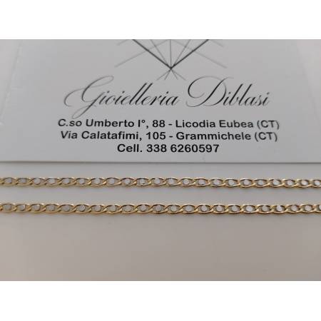 COLLANA Collier CATENA Girocollo ORO 18 KT 750% GIALLO BIANCO Maglia Uomo Donna