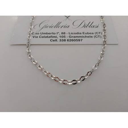 COLLANA Donna ORO BIANCO 18 Karati 750% Maglia CATENA Lavorata GIROCOLLO Collier