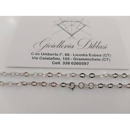 COLLANA Donna ORO BIANCO 18 Karati 750% Maglia CATENA Lavorata GIROCOLLO Collier