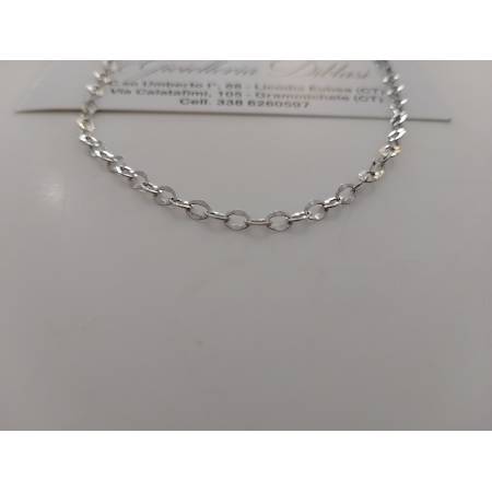 COLLANA Donna ORO BIANCO 18 Karati 750% Maglia CATENA Lavorata GIROCOLLO Collier