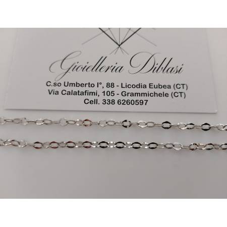 COLLANA Donna ORO BIANCO 18 Karati 750% Maglia CATENA Lavorata GIROCOLLO Collier