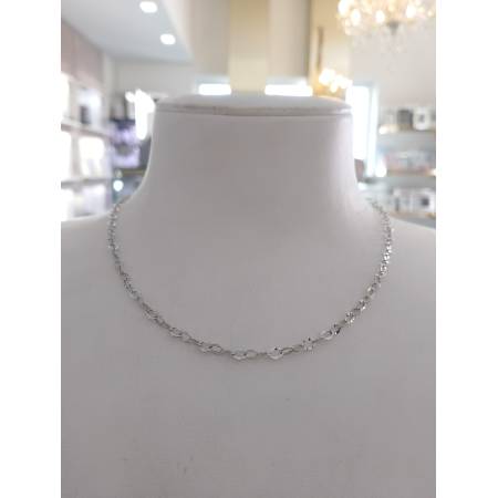 COLLANA Donna ORO BIANCO 18 Karati 750% Maglia CATENA Lavorata GIROCOLLO Collier
