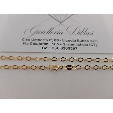 COLLANA Donna ORO GIALLO 18 Karati 750% Maglia CATENA Lavorata GIROCOLLO Collier