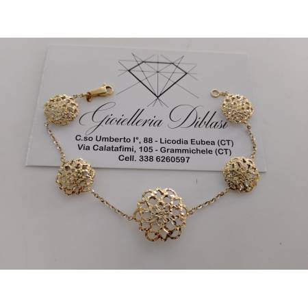 BRACCIALE Donna 18 Karati 750% ORO GIALLO BIANCO Maglia Bicolore Brillantinata