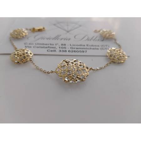 BRACCIALE Donna 18 Karati 750% ORO GIALLO BIANCO Maglia Bicolore Brillantinata