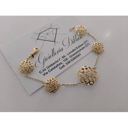 BRACCIALE Donna 18 Karati 750% ORO GIALLO BIANCO Maglia Bicolore Brillantinata