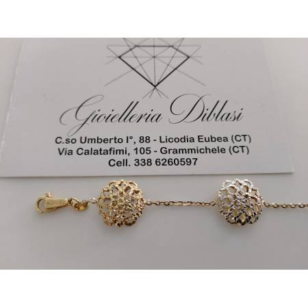 BRACCIALE Donna 18 Karati 750% ORO GIALLO BIANCO Maglia Bicolore Brillantinata