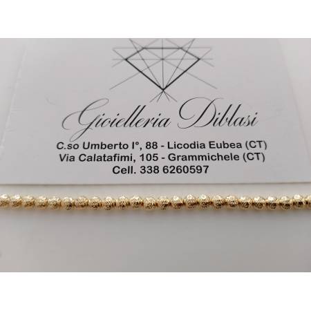 BRACCIALE ORO GIALLO 18 Karati 750% Donna Maglia Con SFERE Lavorate DIAMANTATE