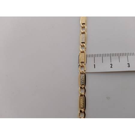 BRACCIALE ORO Bicolore GIALLO BIANCO 18 KT 750% Unisex Catena Piastrine Lavorate