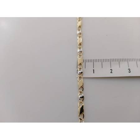 BRACCIALE ORO Bicolore GIALLO BIANCO 18 KT 750% Unisex Maglia A Catena Alternata