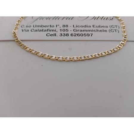 BRACCIALE ORO Maglia Lucida Piatta Bicolore GIALLO BIANCO 18 Kt 750% Uomo Donna