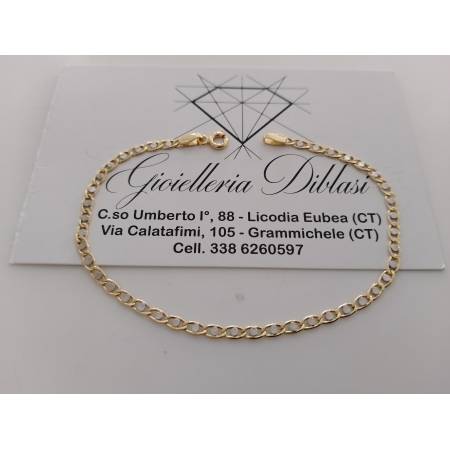 BRACCIALE ORO Maglia Lucida Piatta Bicolore GIALLO BIANCO 18 Kt 750% Uomo Donna