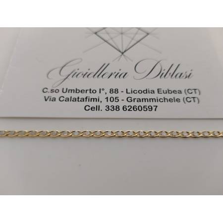 BRACCIALE ORO Maglia Lucida Piatta Bicolore GIALLO BIANCO 18 Kt 750% Uomo Donna