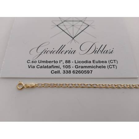 BRACCIALE ORO Maglia Lucida Piatta Bicolore GIALLO BIANCO 18 Kt 750% Uomo Donna