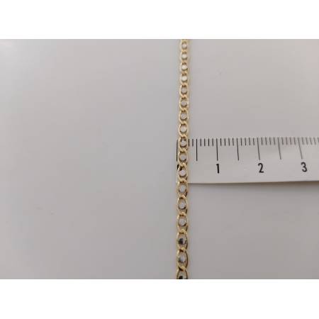 BRACCIALE ORO Maglia Lucida Piatta Bicolore GIALLO BIANCO 18 Kt 750% Uomo Donna